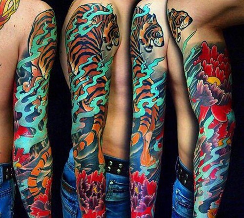 时尚经典花臂纹身