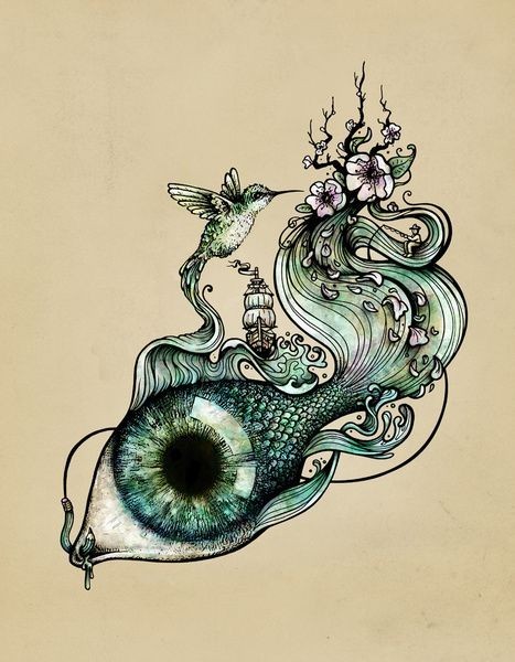 个性眼睛纹身手稿