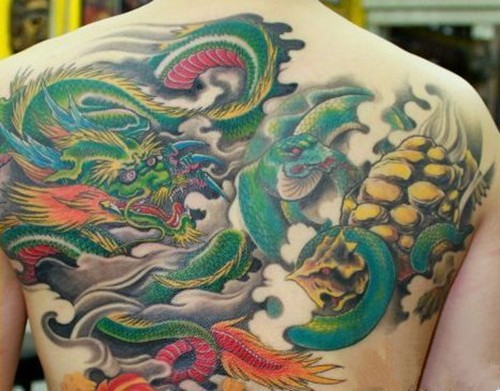 满背青龙纹身 青龙手稿