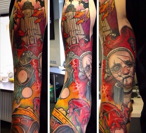 一组经典的男士花臂纹身