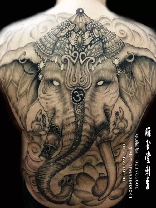 腿部纹身 小象纹身 满背象纹身