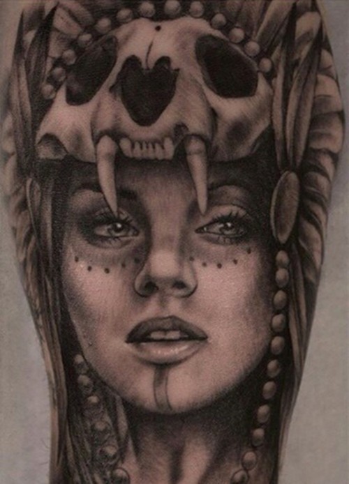 另类恐怖的肖像纹身