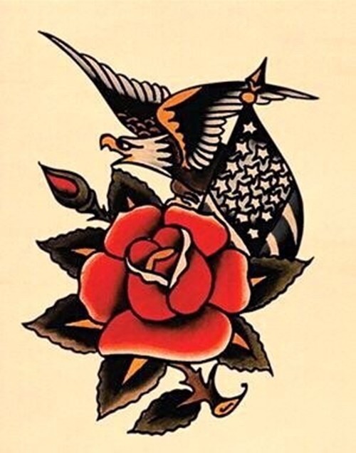 黑白 彩色花朵纹身手稿