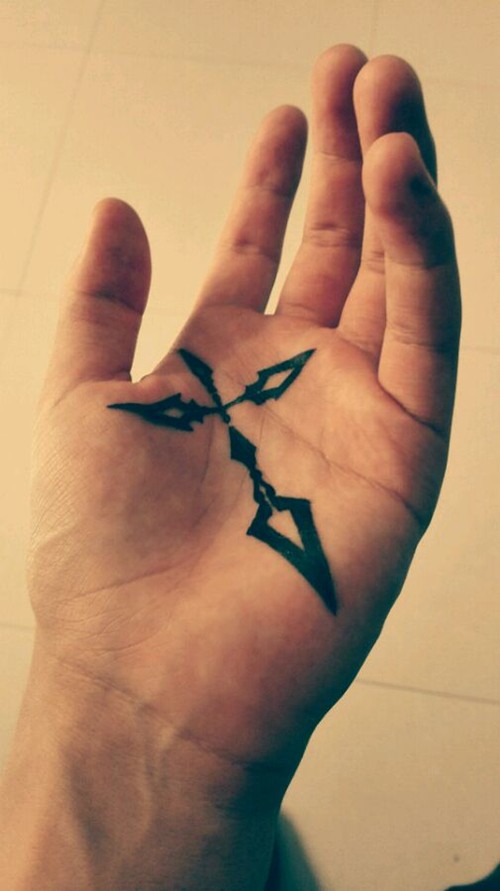 手掌上个性图案纹身