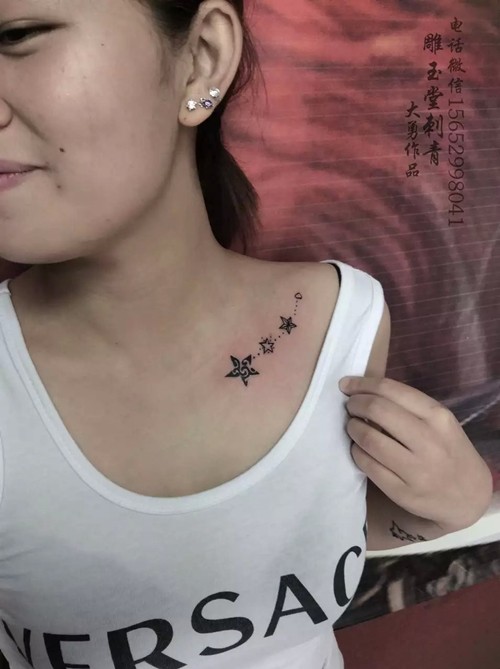 手臂纹身 蝴蝶结纹身 锁骨性感纹身