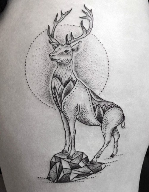 黑色简约线条纹身