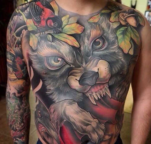 适合男性的胸前纹身