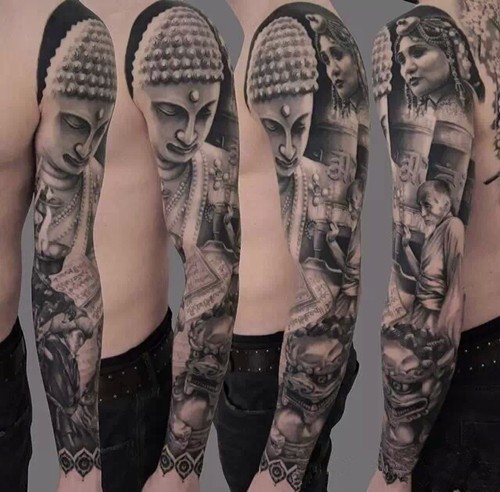 大气的手臂佛像纹身