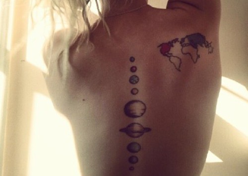 独特的女性行星纹身