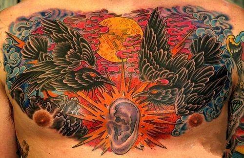 潮流男士胸部纹身