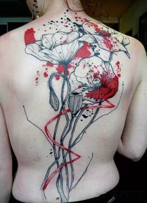 唯美泼墨水彩纹身