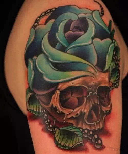 暗黑恐怖系之大臂骷髅纹身