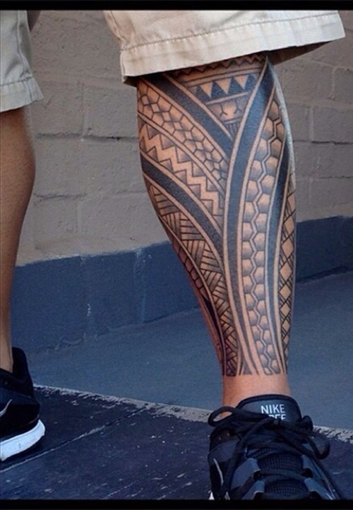 时尚大气花腿纹身