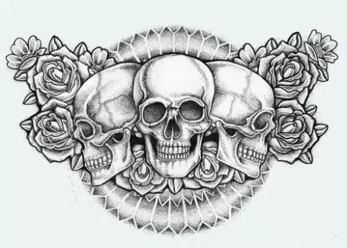 极其恐怖的骷髅纹身手稿