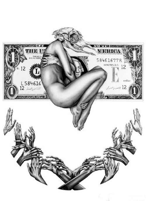 极其恐怖的骷髅纹身手稿