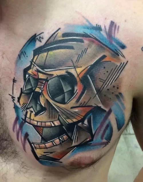 胸腰部骷髅头纹身