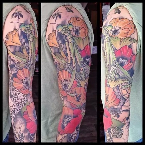 男士经典个性花臂纹身