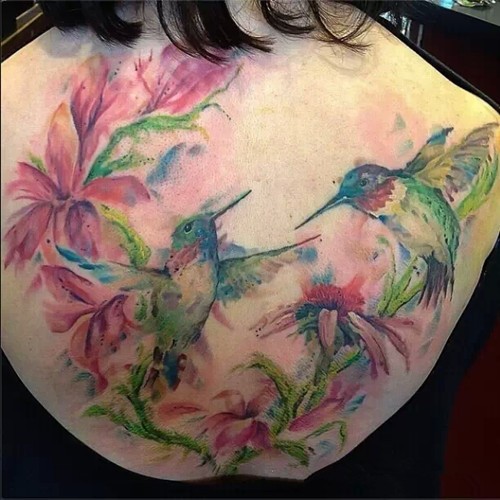充满艺术气息的水彩纹身·