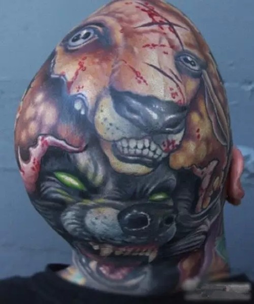 那些个性另类的头部纹身