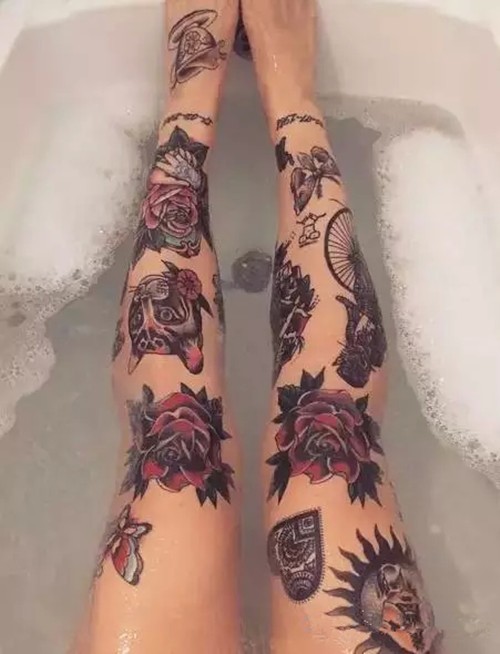 不可错过的时尚花腿纹身