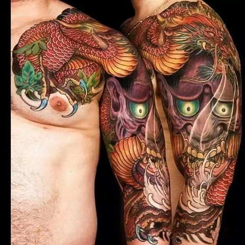 个性男性般若纹身