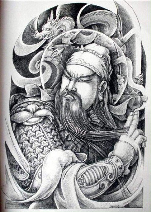 正义凛然的关公纹身手稿集