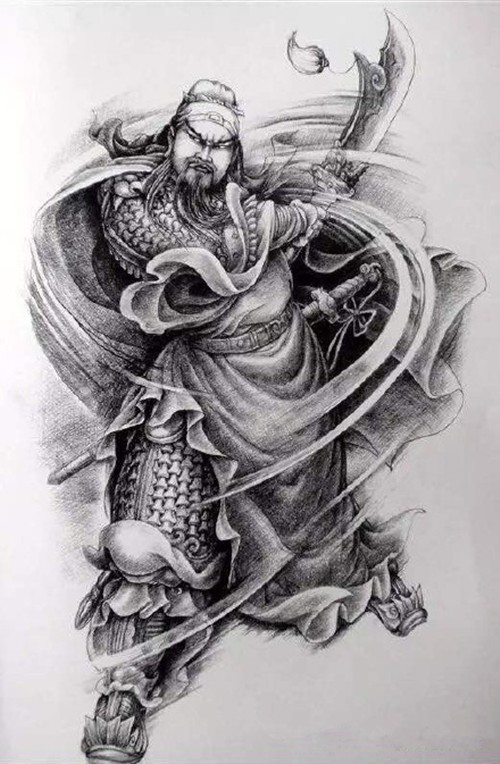 正义凛然的关公纹身手稿集