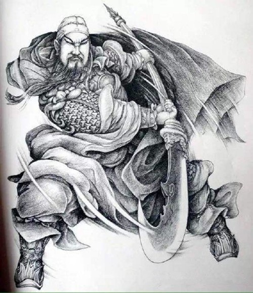 正义凛然的关公纹身手稿集