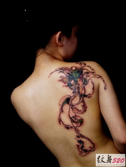 水墨风龙凤纹身
