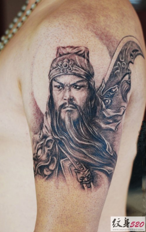 帅气的关二爷纹身