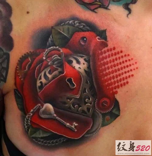 Andres Acosta创意玫瑰花纹身作品