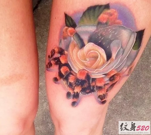 Andres Acosta创意玫瑰花纹身作品