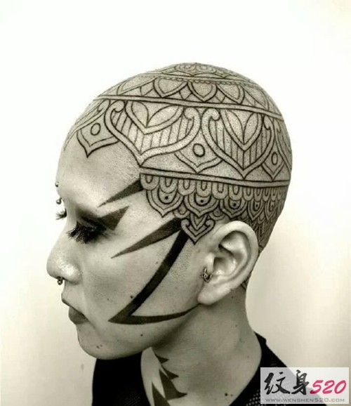 头部惊艳纹身图片