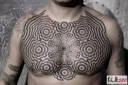 男士另类黑白点刺纹身