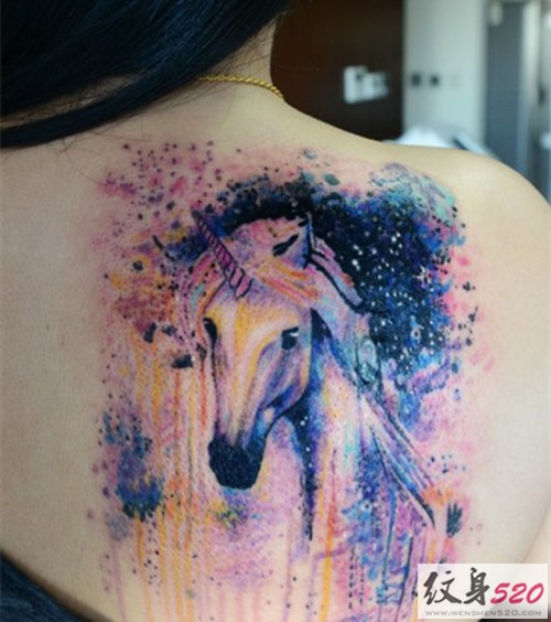 彩色独角兽纹身图片欣赏