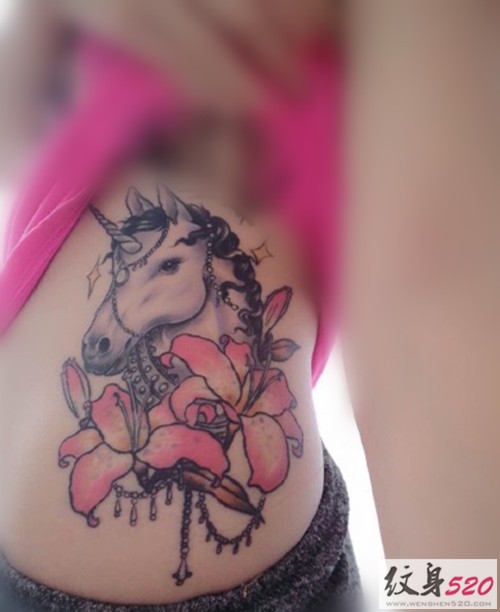 彩色独角兽纹身图片欣赏