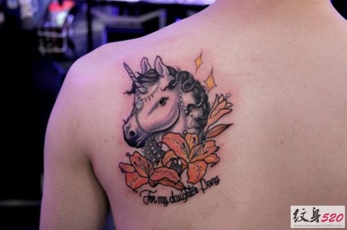 彩色独角兽纹身图片欣赏