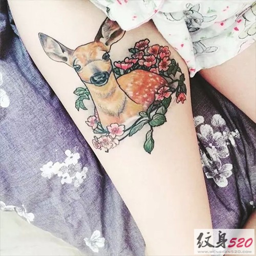 清新森林系小鹿纹身图案大全