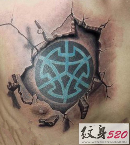 特色石裂纹身图案