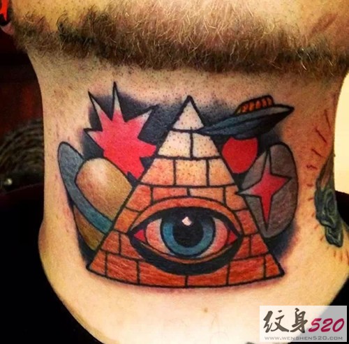 艳丽的颈部纹身