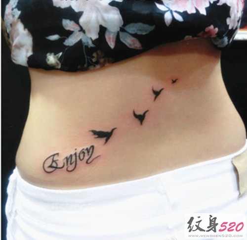 唯美的大雁纷飞纹身图片