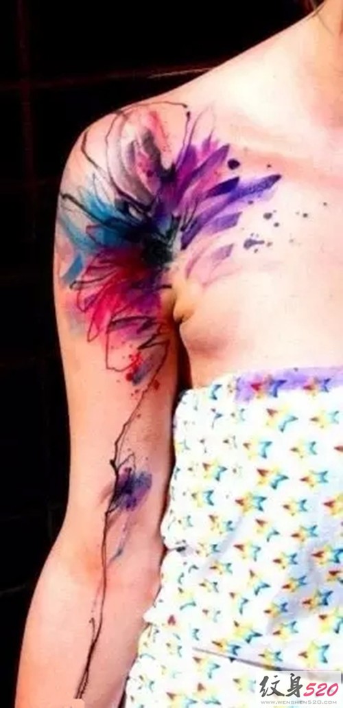 迷人的泼墨纹身图案大全