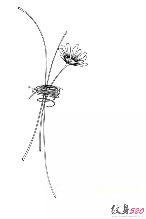 简单清新的小雏菊纹身手稿