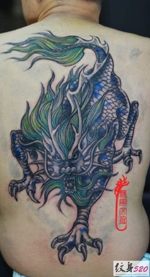 经典的麒麟神兽纹身