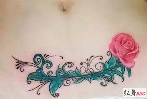 创意腹部伤疤遮盖纹身