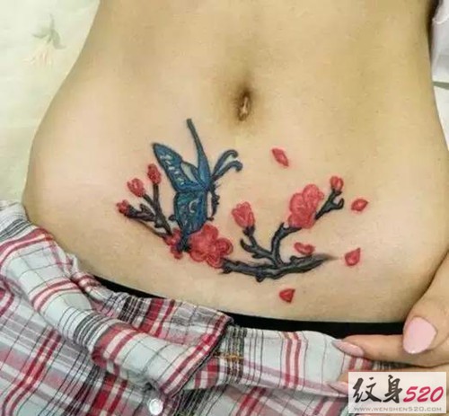 创意腹部伤疤遮盖纹身