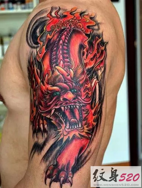 男士最爱的神兽麒麟纹身