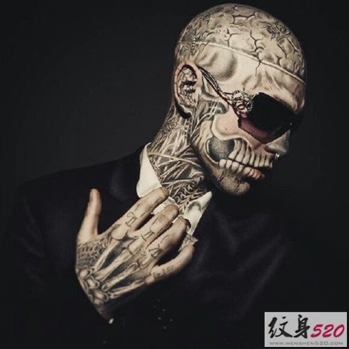 僵尸男孩Rick Genest的霸气纹身