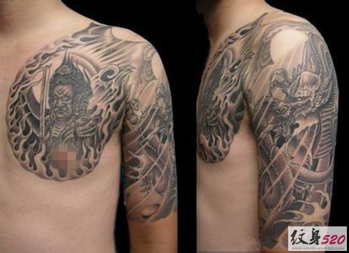 帅气时尚的男性半甲纹身