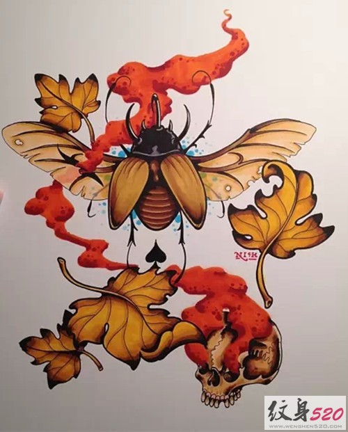 school风格纹身手稿